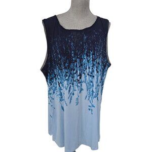 Lisa Rinna Collection Printed Tunic Sleeveless Women's Top Blue 1X A305092